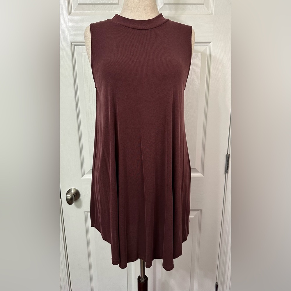 Together Burgundy Sleeveless Jersey Knit Dress